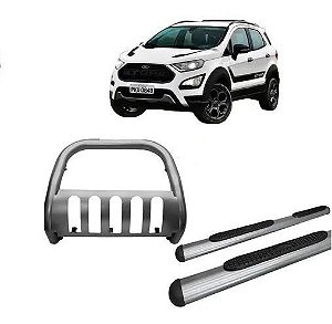 Kit Quebra Mato+estribo Oblongo Ecosport 13/2021 Preto