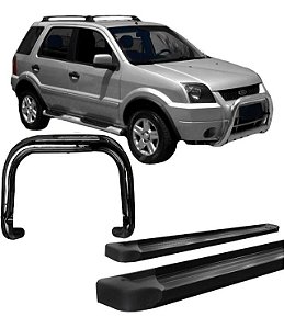 Kit Quebra Mato E Estribo Aluminio Ecosport 004 A 2007 Preto