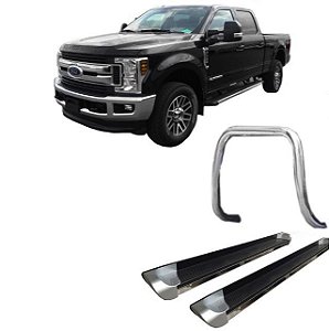 Kit Quebra Mato S/Chapa Estribo Personalizado Cromado F250