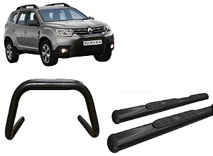 Kit Quebra Mato S/Barra Estribo Oval Oblongo Preto Duster
