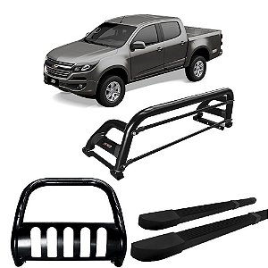 Kit Quebra Mato Santo Antônio H2 Estribo Quadrado S10 94/2011 C/Dupla Preto