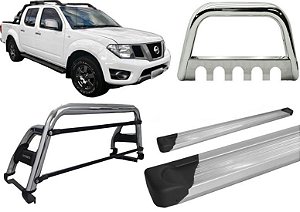 Kit Quebra Mato Santo Antônio H2 Estribo Frontier 08/16 Cromado