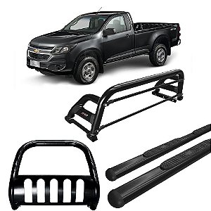 Kit Quebra Mato Santo Antônio H2 Estribo Chapa S10 12/20 C/Simples Preto
