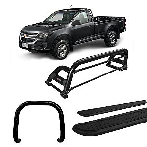 Kit Quebra Mato Santo Antônio H2 Estribo Chapa S10 12/20 C/Simples Preto