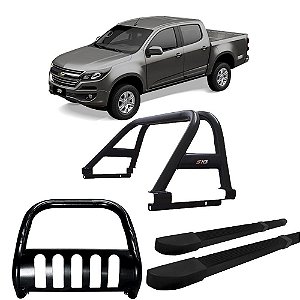 Kit Quebra Mato Santo Antônio Estribo Quadrado S10 94/2011 C/Dupla Preto