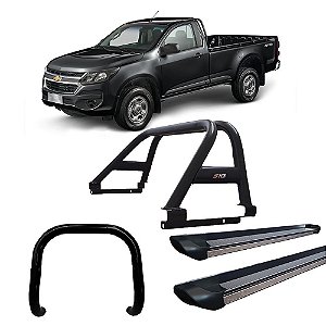Kit Quebra Mato Santo Antônio Duplo Estribo Plataforma S-10 12/20 CS Preto