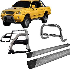 Kit Quebra Mato Estribo Santo Antônio H2 L200 004 Cromado
