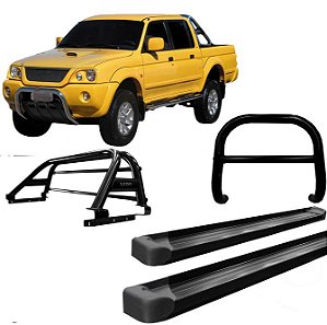 Kit Quebra Mato Estribo Plataforma Santo Antônio L200 04 Preto