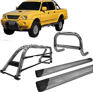 Kit Quebra Mato Estribo Plataforma Santo Antônio L200 04 Cromado