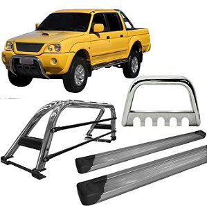 Kit Quebra Mato Estribo Plataforma Santo Antônio L200 04 Cromado