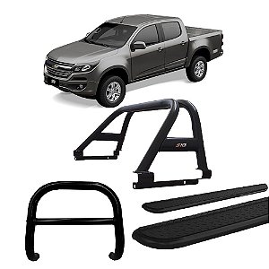 Kit Quebra mato+Estribo chapa+Santo ant. S10 12/20 Preto
