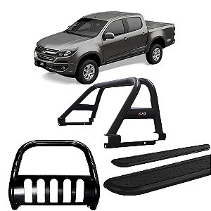 Kit Quebra Mato + estribo chapa + santo ant. S10 12/20 Preto