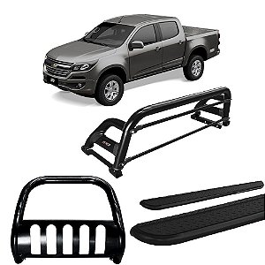 Kit Quebra Mato Estribo Chapa Santo Antônio S10 12/20 Preto