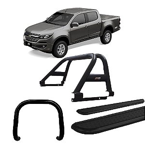 Kit Quebra Mato + estribo chapa_ 'santo ant' S10 12/20 Preto
