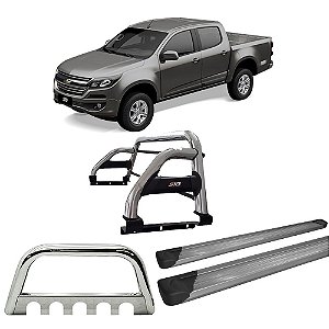 Kit Quebra Mato Estribo Chapa Santo Antônio S10 12/20 Cromado