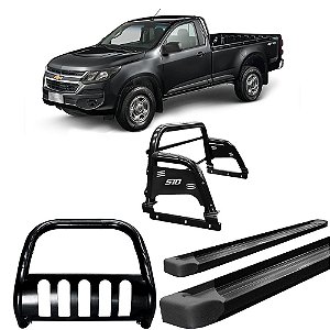 Kit Quebra Mato Santo Antônio H3 Estribo Chapa S10 12/20 C/Simples Preto