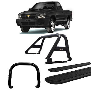 KIT Quebra Mato Santo Antônio Estribo Personalizado S10 94/2011 Preto