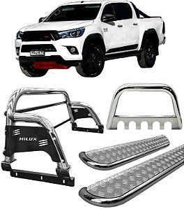 Kit Quebra Mato Estribo CH Santo Antônio H3 Hilux 16/20 Cromado