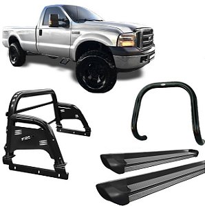 Kit Quebra Mato Estribo Santo Antônio H3 F250 C/Simples Preto