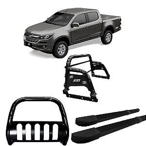 Kit Quebra Mato Santo Antônio H3 Estribo Quadrado S10 94/2011 C/D Preto