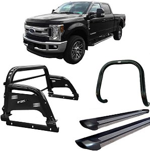 Kit Quebra Mato Estribo Pl Santo Antônio F250 C Duplo Preto BR
