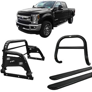 Kit Quebra Mato Estribo CH Santo Antônio H3 F250 C Duplo Preto