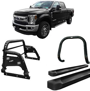 Kit Quebra Mato Estribo Plataforma Santo Antônio H3 F250 C Duplo Preto
