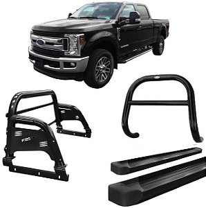 Kit Quebra Mato Estribo Plataforma Santo Antônio H3 F250 C Duplo Preto