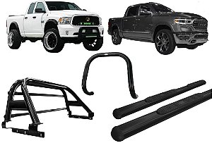Kit Quebra Mato Estribo Oval Santo Antônio Dodge Ram Preto