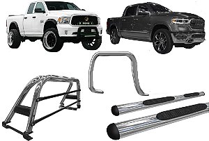 Kit Quebra Mato Estribo Oval Santo Antônio Dodge Ram Cromado