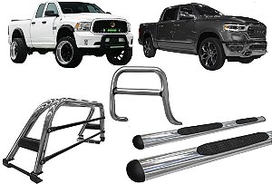 Kit Quebra Mato Estribo Oval Santo Antônio Dodge Ram Cromado