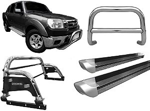 Kit Quebra Mato Estribo Personalizado Santo Antônio H3 Ranger 97/12 Cromado
