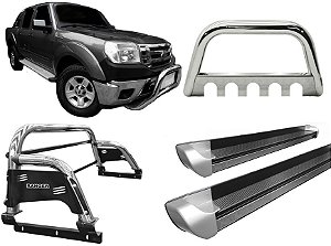 Kit Quebra Mato Estribo Personalizado Santo Antônio H3 Ranger 97/12 Cromado