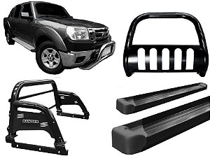 Kit Quebra Mato Estribo AL Santo Antônio H3 Ranger 97/12 Preto