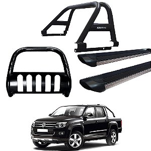 Kit Quebra Mato Estribo Personalizado Santo Antônio Amarok CD Preto