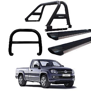 Kit Quebra Mato Estribo Preto Brilhante/Santo Antônio H3/Amarok CS Preto
