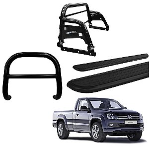 Kit Quebra Mato Estribo Chapa Santo Antônio H3/Amarok CS Preto