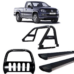 Kit Quebra Mato Estribo Preto Fosco Santo Antônio Duplo/Amarok CS Preto