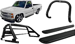 Kit Quebra Mato Estribo Chapa Santo Antônio Silverado Preto