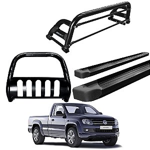 Kit Quebra Mato Estribo Plataforma Santo Antônio H2/Amarok CS Preto