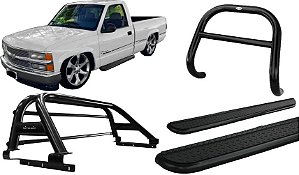 Kit Quebra Mato Estribo Chapa Santo Antônio Silverado Preto