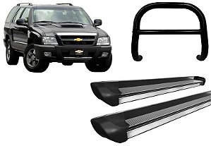 Kit Quebra Mato Barra Estribo Personalizado Preto Para Blazer