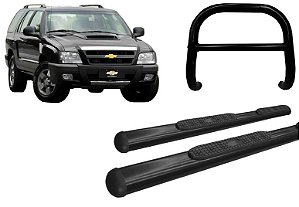 Kit Quebra Mato Barra Estribo Oval Oblongo Preto Para Blazer