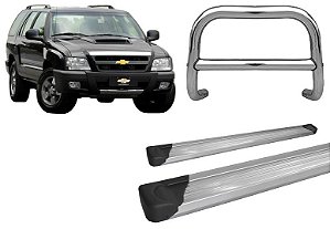 Kit Quebra Mato Barra Estribo Plataforma Cromado Para Blazer