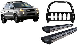 Kit Quebra Mato C/Chapa Estribo Personalizado Preto Tucson até 2016