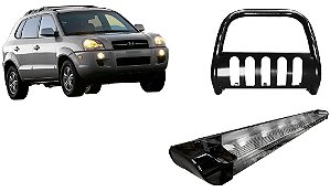 Kit Quebra Mato C/Chapa Estribo Personalizado Preto Tucson até 2016