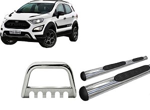 Kit Quebra Mato Estribo Oblongo EcoSport 13/2020 Cromado