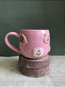 Caneca BT21 Mini Mascotes Rosa