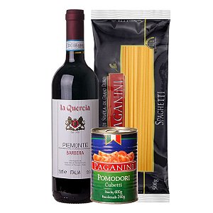 KIt vinho italiano Barbera La Quercia + massa + molho
