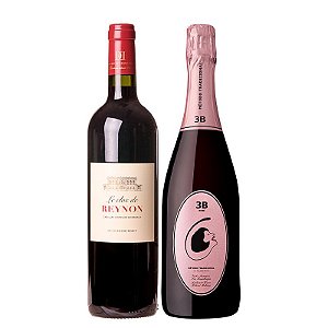 Kit 2 garrafas: 1 espumante rose + 1 vinho tinto francês
